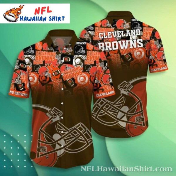 Cleveland Browns Heritage Aloha Shirt – Vintage Football Montage Design