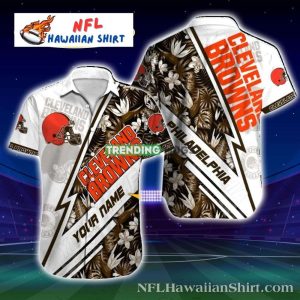Cleveland Browns Lightning Play – Personalized White Floral Aloha Shirt