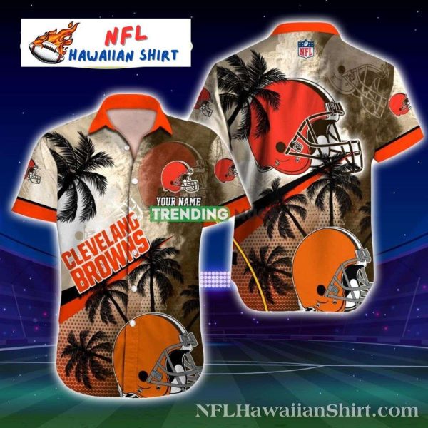 Cleveland Browns Sunset Silhouette – Palm Shadows Hawaiian Shirt