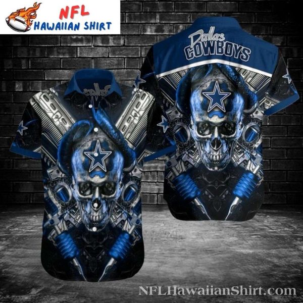 Cool Cyber Dallas Cowboys Skull Customizable Hawaiian Shirt