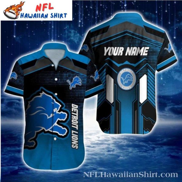 Cyber Grid Detroit Lions Customizable Hawaiian Shirt
