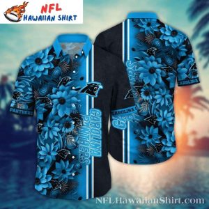 Dark Florals And Stripes Carolina Panthers Hawaiian Shirt