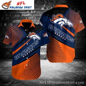 Denver Broncos Bold Stripe And Silhouette Hawaiian Shirt