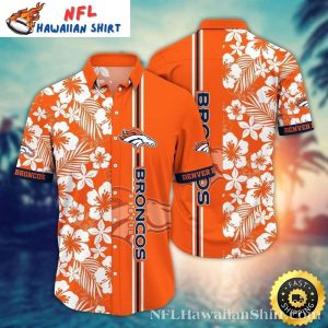 Denver Broncos Logo And White Tropical Design Hawaiian Shirt