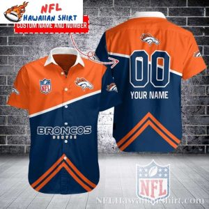 Denver Broncos Orange Sunset Stripe Hawaiian Shirt – Custom Name And Number