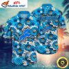 Detroit Lions Floral Contrast Blue and White Hawaiian Shirt