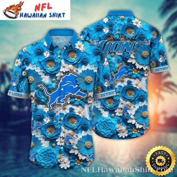 Detroit Lions Floral Midnight Majesty Hawaiian Shirt