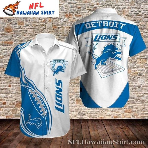 Detroit Lions Gridiron Glory White And Blue Hawaiian Shirt