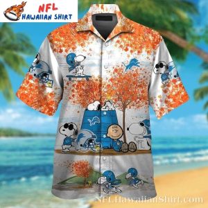 Detroit Lions Hawaiian Shirt With Snoopy Autumn Design