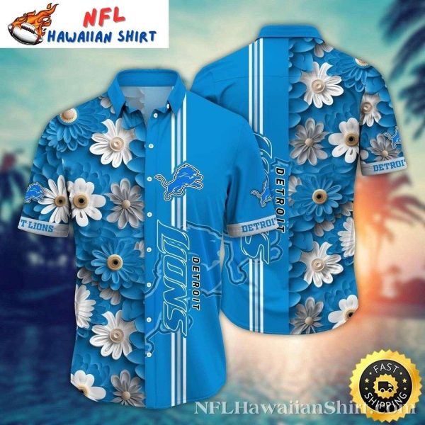 Detroit Lions Serene Sky Blue Floral Hawaiian Shirt