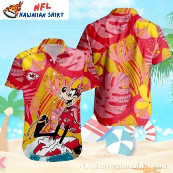 Disney Goofy Animated Fun KC Chiefs Hawaiian Shirt