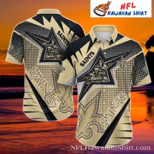 Dynamic Saints Geometric And Starburst New Orleans Hawaiian Shirt