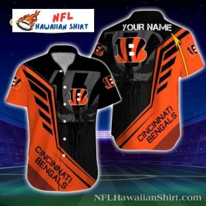 Dynamic Stripe Cincinnati Bengals Custom Black and Orange Hawaiian Shirt