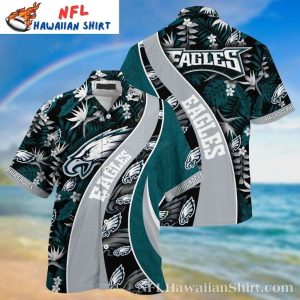 Eagles Floral Swoop Grey Striped Hawaiian Shirt