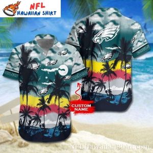 Eagles Vibrant Beach Sunset Custom Name Hawaiian Shirt