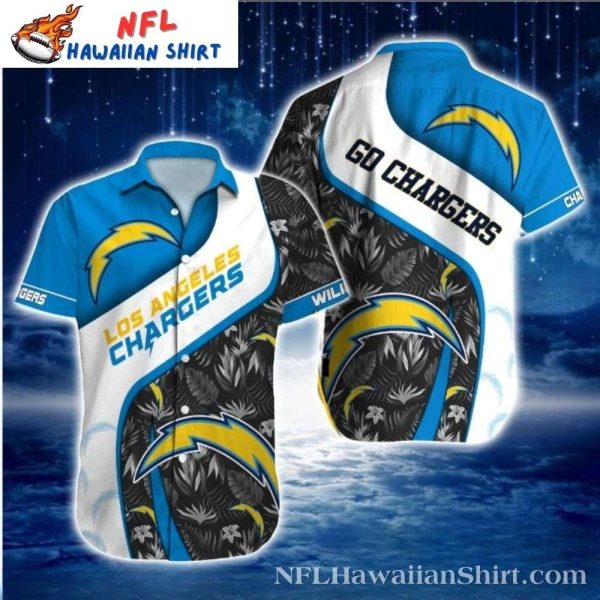 Electric Blue Floral Chargers Pride – Personalized Los Angeles Chargers Hawaiian Shirt