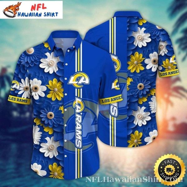 Elegant Blue And White LA Rams Hawaiian Shirt – Classic Floral Edition