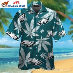 Elegant Leaf Pattern Philadelphia Eagles Aloha Shirt