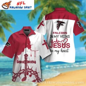 Faith And Football Atlanta Falcons Cross Design Hawaiian Shirt