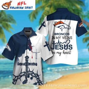 Faith And Football Denver Broncos Cross Themed Hawaiian Shirt