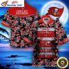 Floral Contrast Tampa Bay Buccaneers Hawaiian Shirt – Red And Grey Botanicals