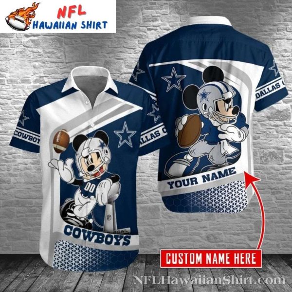 Field Goal Mickey Dallas Cowboys Custom Name Number Hawaiian Shirt