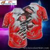 Floral Contrast Tampa Bay Buccaneers Hawaiian Shirt – Red And Grey Botanicals