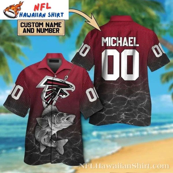 Fishing Themed Atlanta Falcons Custom Name Number Tropical Hawaiian Shirt