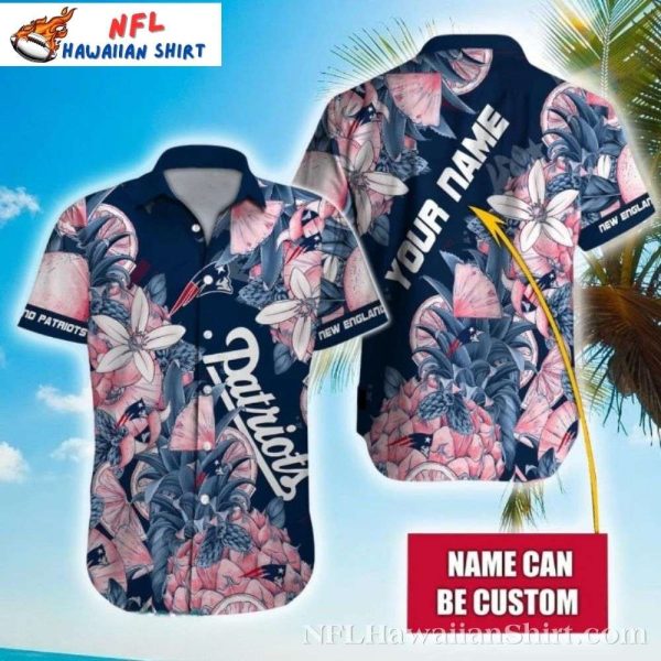 Floral Burst New England Patriots Hawaiian Shirt – Custom Name Option