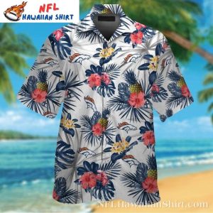 Floral Fanfare – Broncos Hawaiian Shirt With Pineapples And Hibiscus