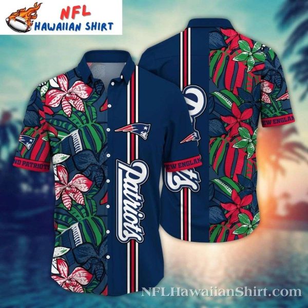 Floral Fanfare Stripe New England Patriots Hawaiian Shirt