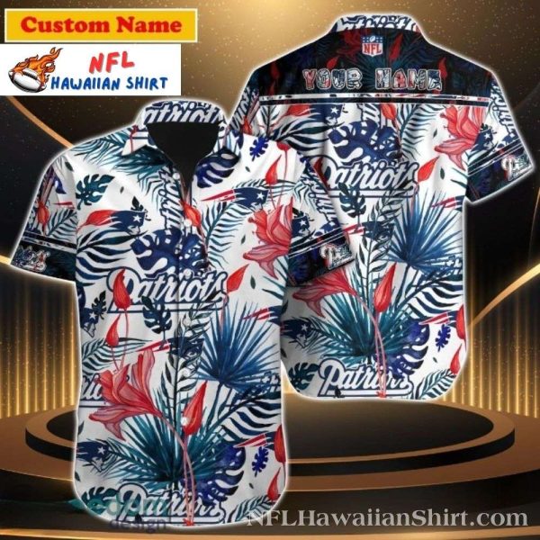 Floral Kickoff – Personalized New England Patriots Botanical Print Aloha Shirt