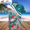Monochrome Floral Elegance Philadelphia Eagles Hawaiian Shirt