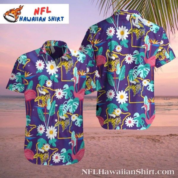 Floral Touchdown Minnesota Vikings Botanical Print Hawaiian Shirt