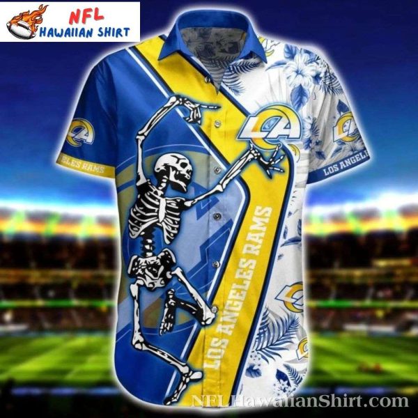 Game Day Skeleton LA Rams Hawaiian Shirt – Blue And Yellow Fanatic