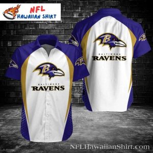 Game On Glamour – Stylish Baltimore Ravens Hawaiian Shirt With Color Block Design