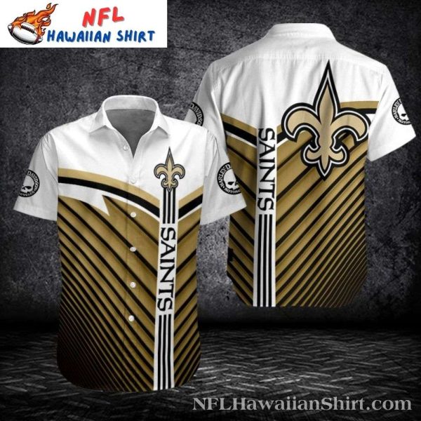 Geometric Gold Rush – New Orleans Saints Diagonal Stripe Hawaiian Shirt