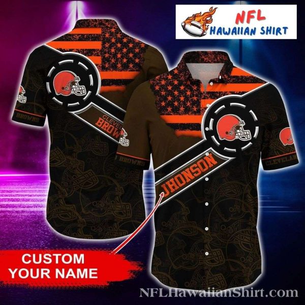 Geometric Play Cleveland Browns Hawaiian Shirt – Sharp Angles Custom Name Edition