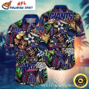 Giants Tribal Wave NFL NY Giants Hawaiian Shirt