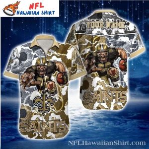 Gold Rush Saints Mascot NFL Personalized Hawaiian Shirt