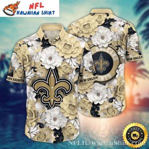 Golden Garden New Orleans Saints Hawaiian Shirt – Floral Emblem Elegance