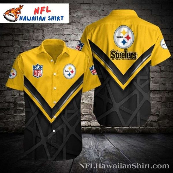 Golden Grid Bold Lines – Pittsburgh Steelers Tropical Hawaiian Shirt