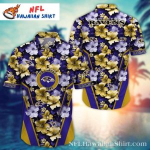 Golden Hibiscus Baltimore Ravens Hawaiian Shirt