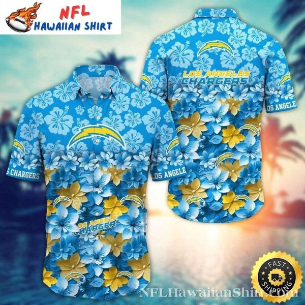 Golden Hibiscus Los Angeles Chargers Mens Hawaiian Shirt