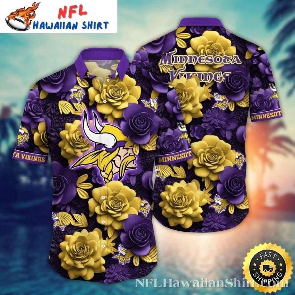 Golden Roses And Purple Pride Minnesota Vikings Hawaiian Shirt