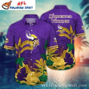 Golden Tropics Minnesota Vikings Hawaiian Shirt With Golden Foliage