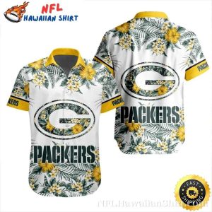 Green Bay Packers Cheerful Hibiscus Men’s Hawaiian Shirt