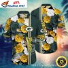 Green Bay Packers Island Flair Tropical Leaves White Hawaiian Shirt