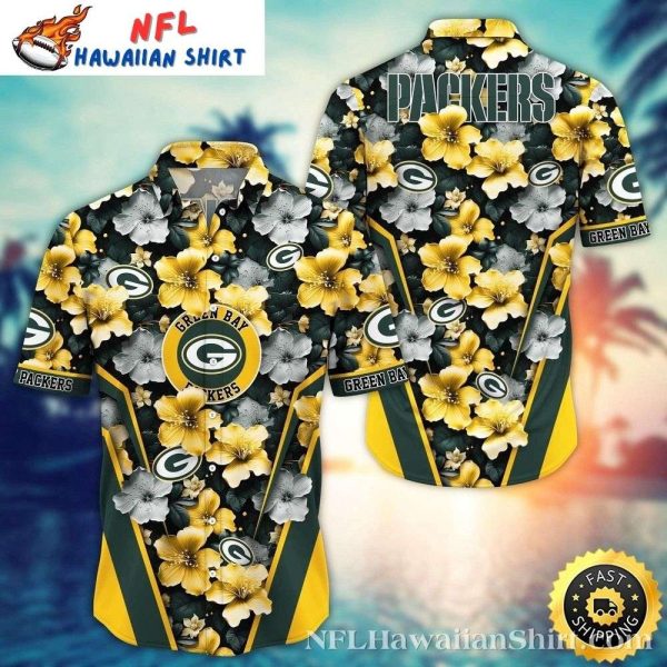 Green Bay Packers Gold And Grey Floral Men’s Hawaiian Shirt