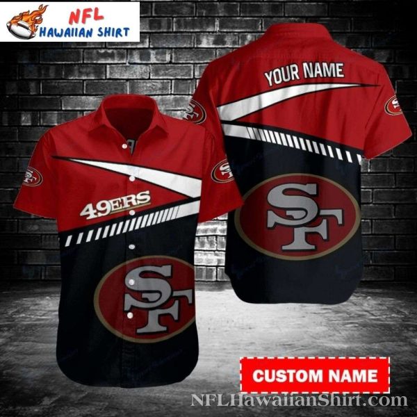 Gridiron Glory Custom Name Red And Black San Francisco 49ers Hawaiian Shirt
